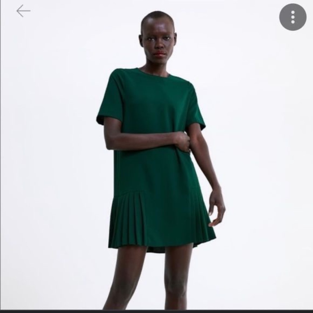 Zara Dress - Green with pleats